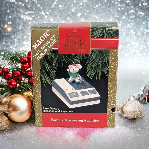 Vintage 1992 Santa's Answering Machine Ornament - A Nostalgic Holiday Keepsake!