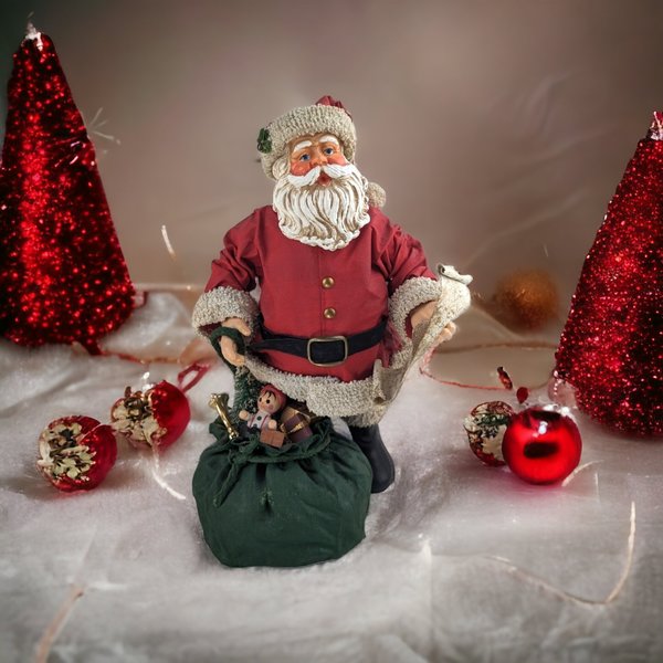 Vintage Fabriche Santa Checking List 10" Figure - Classic Holiday Decor Collectible