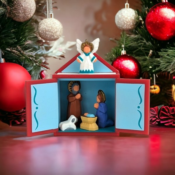 1989 Hallmark Miniature Creche Ornament - Timeless Nativity Scene