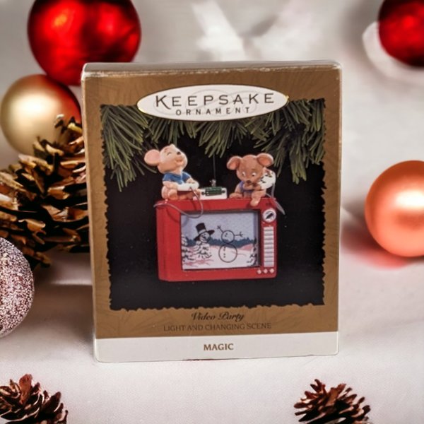 1996 Hallmark Keepsake Video Party Lighted Ornament - Nostalgic Holiday Fun