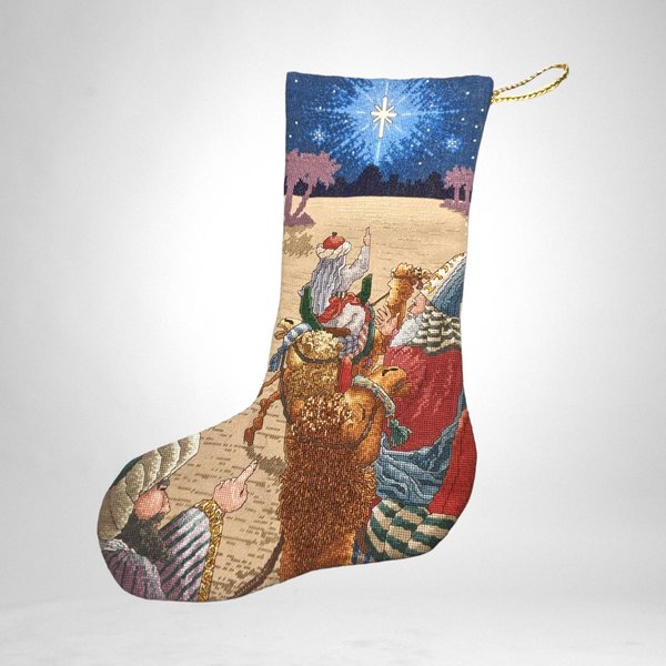 We Three Kings Completed Cross Stitch Christmas Stocking