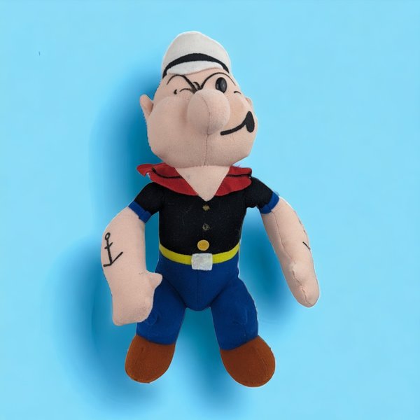 Vintage Popeye Plush Doll - Nostalgic Collectible, Missing 2 Felt Buttons