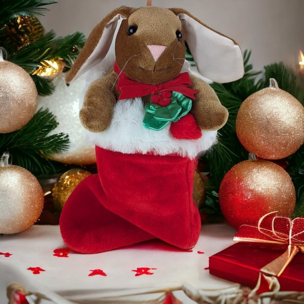 Vintage Rabbit Ear Velveteen Rabbit Stocking Decor: Timeless Holiday Charm