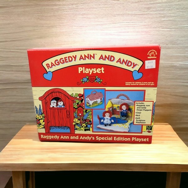 Vintage Raggedy Ann and Andy Soft Playset with Finger Puppets - Classic Toy Set