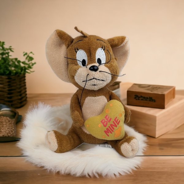 Vintage Valentine Jerry from Tom and Jerry Beanbag Plush - Cuddly Collector's Treasure