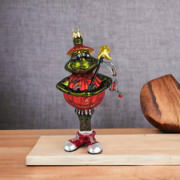Enchanting Bonijean Pumpkin Frog Blown Glass Ornament for Whimsical Holiday Magic