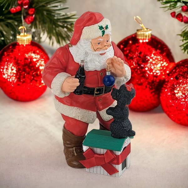 1992 Hallmark Coca-Cola Santa Playful Pal Ornament - Vintage Christmas Collectible