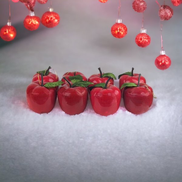 Set of 8 Vintage Apple Ornaments - Timeless Elegance for Classic Holiday Decor