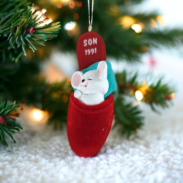 Cherished 1991 Hallmark Son Slipper Ornament - A Heartwarming Keepsake