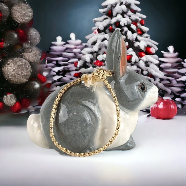 Vintage Beachstone Ceramic Bunny Ornament - Timeless Elegance