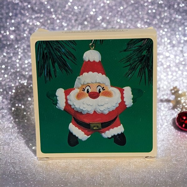 Vintage 1984 Hallmark Santa Star Ornament: A Timeless Holiday Treasure for Your Christmas Tree!