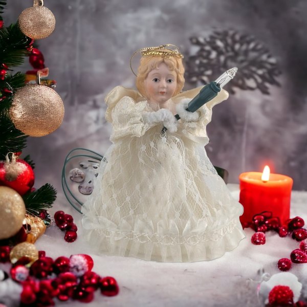 Vintage Small 5" Angel Tree Topper: Timeless Elegance with Soft Illumination