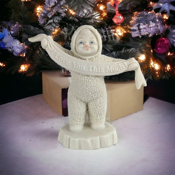 Cherished Moments: Vintage Dept. 56 Snowbabies 'I Love You This Much' Figurine - Timeless Expression of Love in Adorable Detail