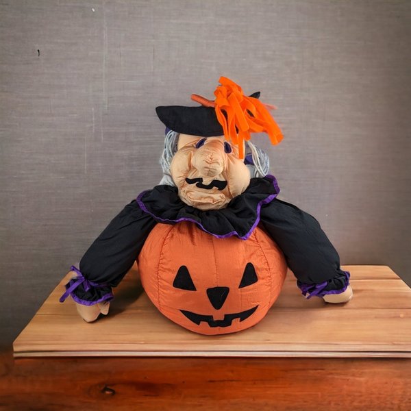 Vintage 1993 International Silver Plush Witch Decoration - Whimsical Halloween Charm