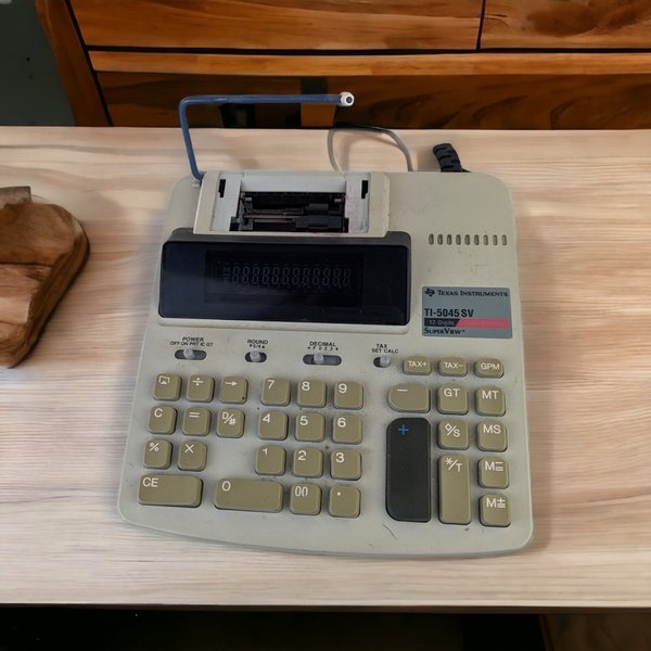 Vintage Texas Instruments TI-5045 SV Adding Machine - Retro Office Calculator