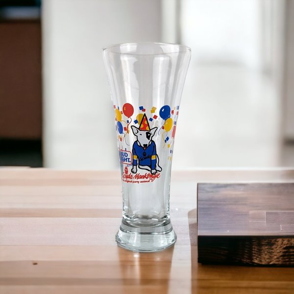 Vintage 1987 Bud Light Spuds MacKenzie Beer Glass - Nostalgic Collectible for Brew Enthusiasts!