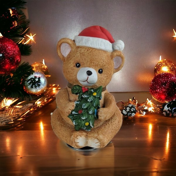 Whimsical Vintage Ceramic Rotating Bear Music Box - Nostalgic Melodies