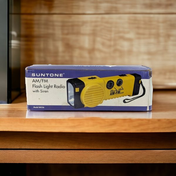 Vintage Suntone AM/FM Radio Flashlight Siren - 3-in-1 Emergency Radio - Works - 9" -  Camping Hiking Gift