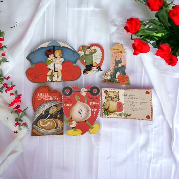 Vintage Love Stories Told on 6 Used Valentine's Day Cards