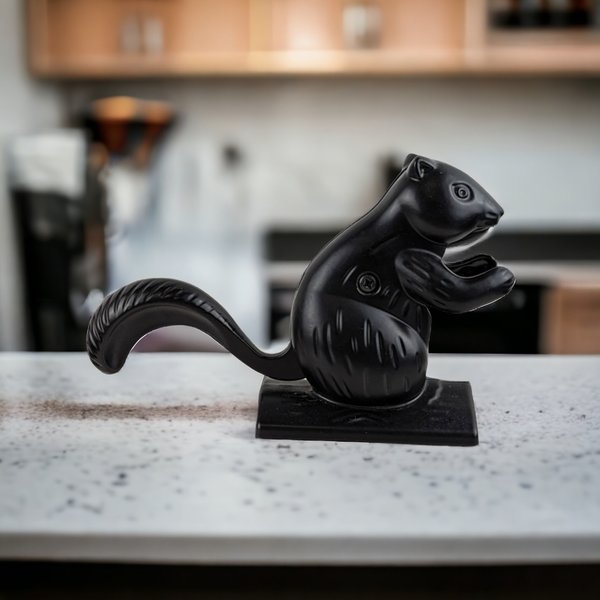 Collectible Nutcracker | Vintage Squirrel | Black Metal | Kitchen Decor