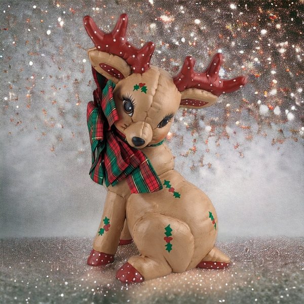 Hand-Painted Reindeer Figurine | Vintage Ceramic | Christmas Decoration | 9"