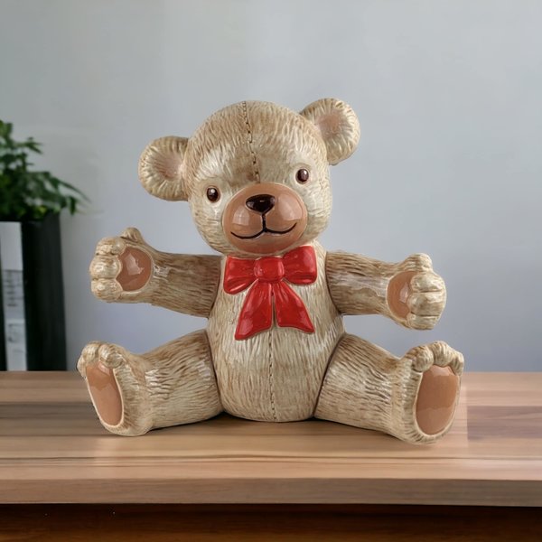 1987 Handmade Ceramic Teddy Bear Bank