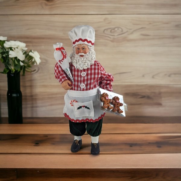 Santa Baking Gingerbread Cookies Figure
