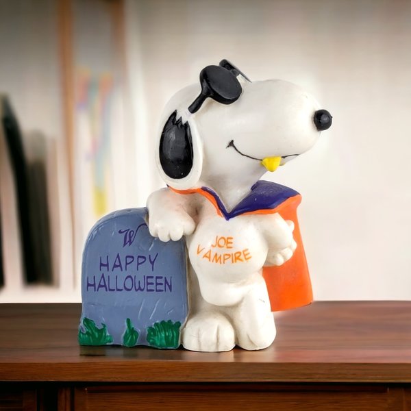Vintage Peanut Snoopy Joe Vampire Happy Halloween Small PVC Figurine