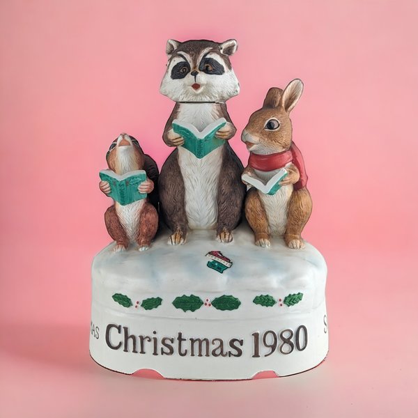 1980 Ski Country Woodland Trio Christmas Music Box/Decanter| Empty | Please Read