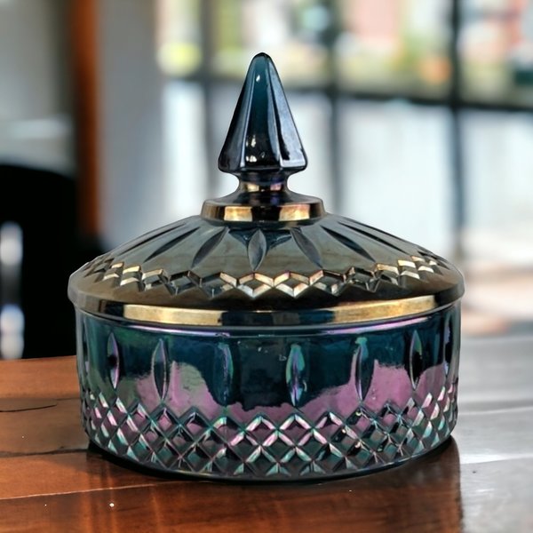 Vintage Indiana Glass Princess Carnival Glass Candy Dish, Iridescent Finish, Collectible Glassware, Home Decor, Gift Idea