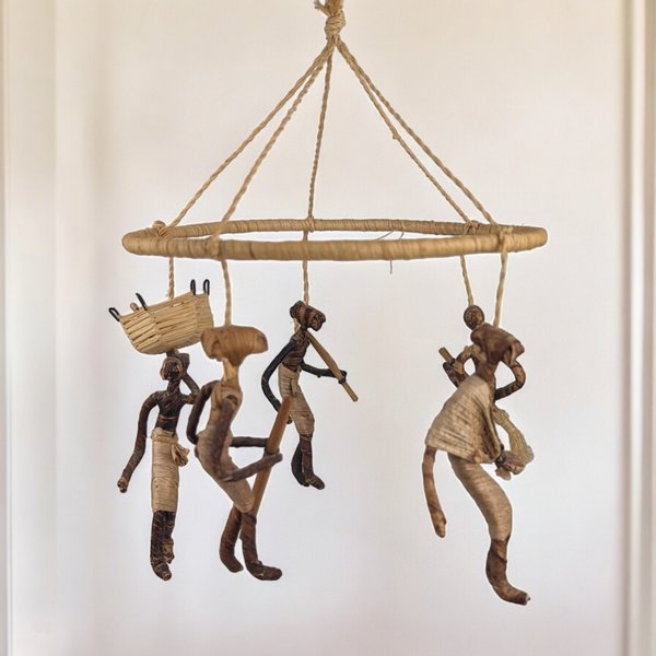 Vintage African Banana Leaf Mobile Decor