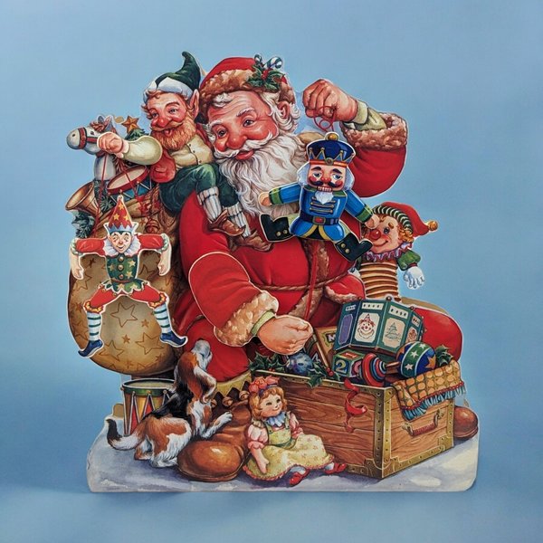 Vintage 11" Wood Musical Santa Display with Motion - Animated Holiday Decor, Christmas Collectible, Festive Home Decoration