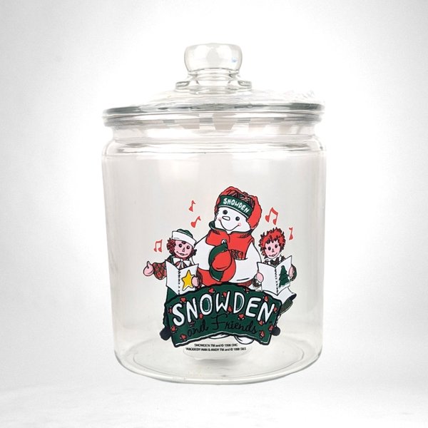 Vintage Anchor Hocking Snowden and Friends Raggedy Ann and Andy Clear Glass Cookie Jar