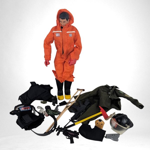 1990s Hasbro GI Joe Action Figure Orange Outfit with Accessories