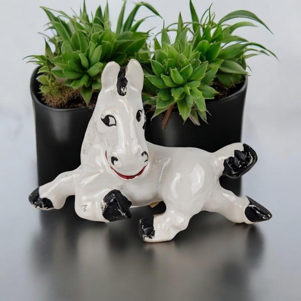Vintage Smiling Horse Figurine | Ceramic Horse | 3" Tall | Whimsical Decor