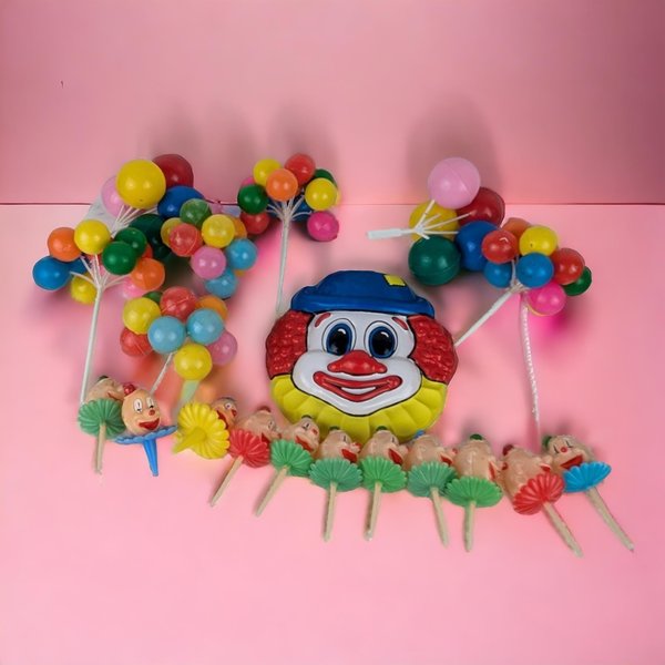 Vintage Clown Cake Decoration and Picks