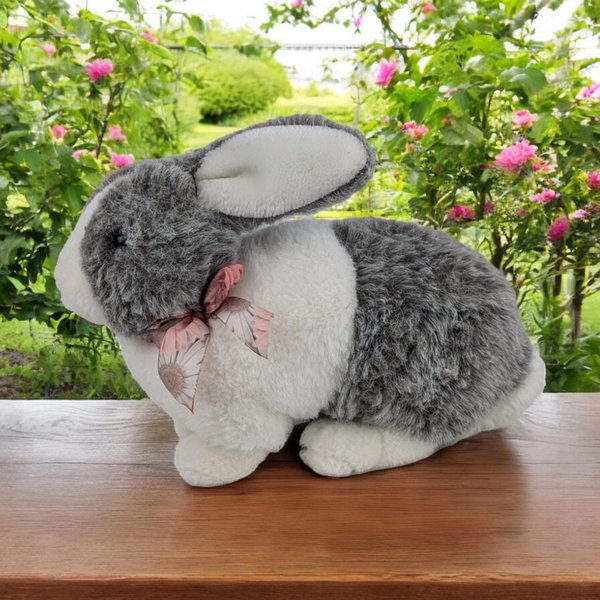 1993 Gund Gray and White Plush Bunny