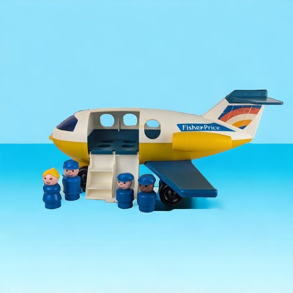 Vintage LIttle People Jet Airplane with People, Break on Tail