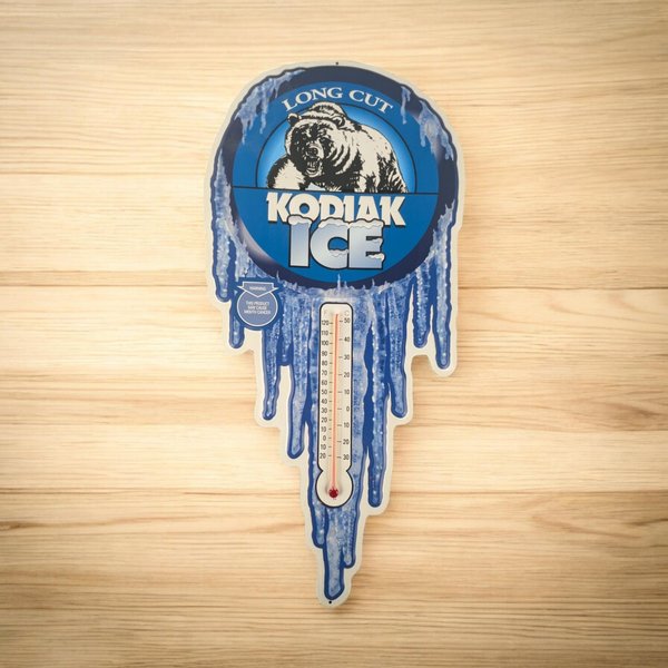 Vintage Kodiak Long Cut Ice Metal Sign, Bad Thermometer