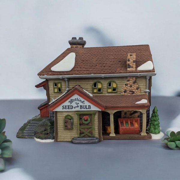 Vintage 1992 Dept 56 New England Village Bluebird Seed & Bulb | Light Up Building | Christmas Village Decor