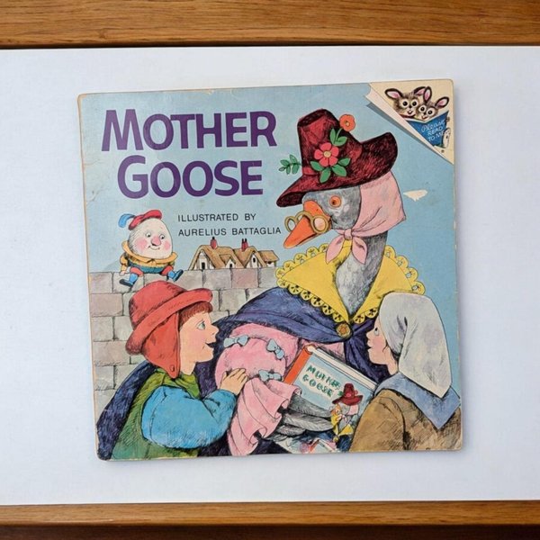 Vintage 1973 Mother Goose Book | Illustrated by Aurelius Battaglia | Classic Nursery Rhymes | 8x8 Softcover