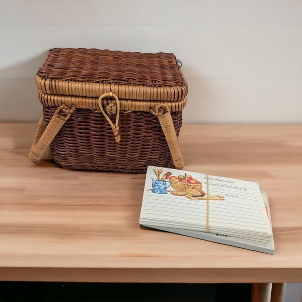 Vintage Avon Sweet Treats Recipe Basket with Cards | Retro Kitchen Decor | Gift for Bakers | Cottagecore Decor | 1990s Nostalgia