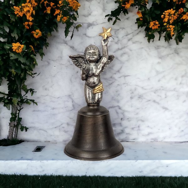 Vintage SPI Metal Cherub Bell 5 1/4" Tall | Celestial Charm | Holiday Decor, or Collectible Gift