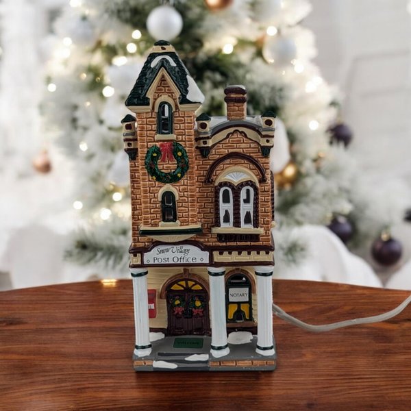 Vintage Dept 56 Snow Village Post Office | Original Snow Village Collection | Lighted Building | 9" Tall | Christmas Village Decor
