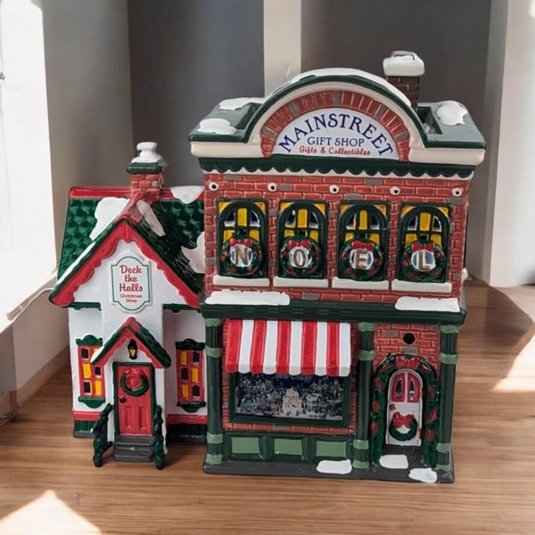 Vintage 1997 Department 56 Main Street Gift Shop | Original Snow Village | Lighted Christmas Village House | Ceramic Holiday Decor