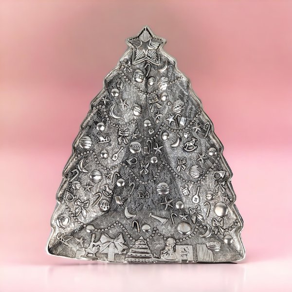 Vintage International Silver Company Christmas Tree Tray | Silver Plated Serving Tray | Holiday Decor