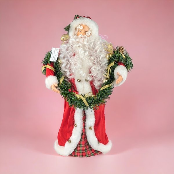 Vintage Santa Claus Tree Topper | Red Velvet | Christmas Decor | Festive Decor