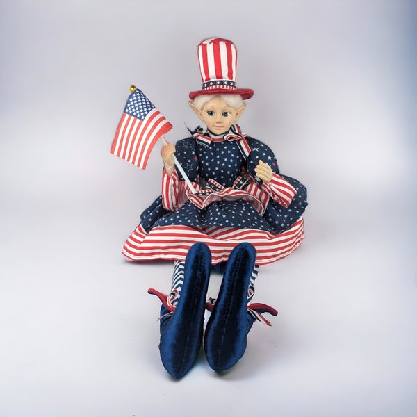Vintage Cynthia Rowley 4th of July Elf | Patriotic Doll | Red, White, and Blue | Americana Decor
