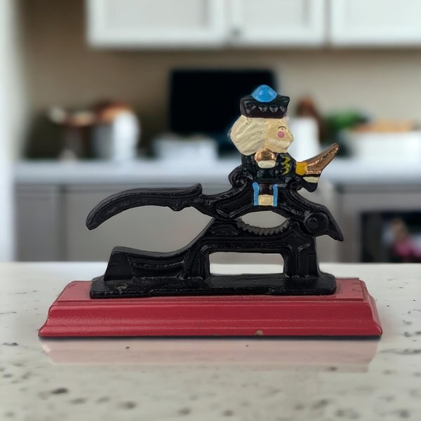 Vintage Cast Iron Nutcracker |  Antique Nut Cracker |  Wooden Base | Kitchen Decor | Functional Decor | Collectible Kitchenware