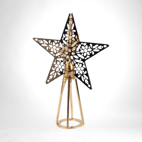 1995 Hallmark Shining Star Tree Topper | Vintage Christmas Decor | Miniature Tree Topper | Gold Star Ornament | Holiday Decor